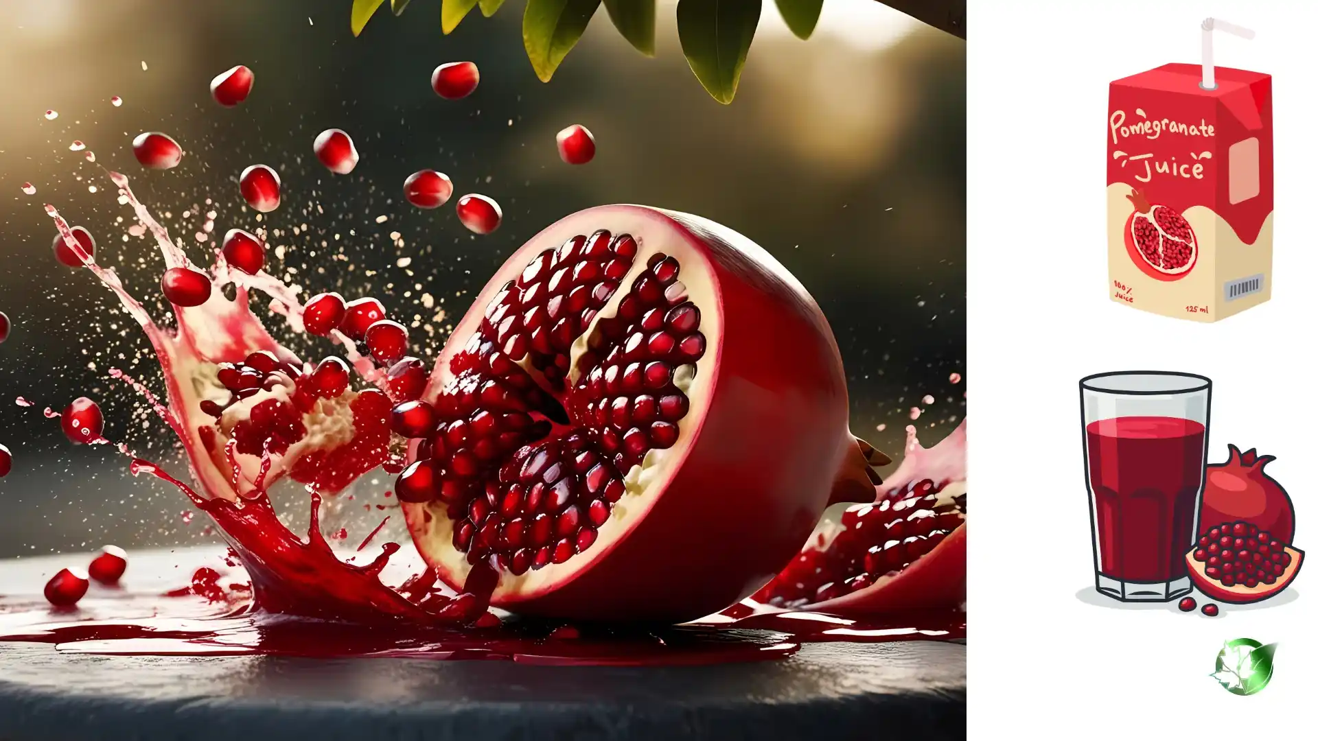 Commercial presentation of Pomegranate Juice for wholesale product evaluation and buyer review.